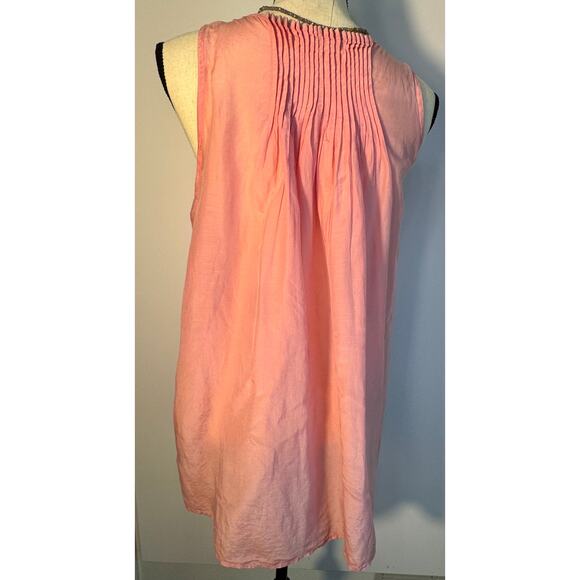 CP Shades Silk Pleated Tunic Tank Blouse Peach Orange Sleeveless Top Size M - Picture 3 of 8